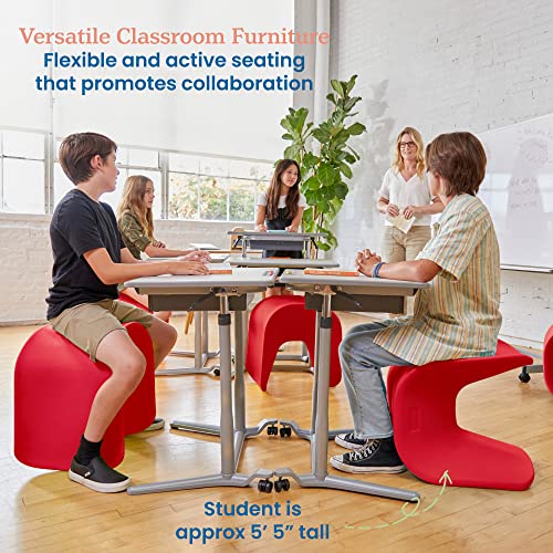 Image of ECR4Kids Wave Seat, 18in - 19.6in Seat Height, Perch Stool, Red