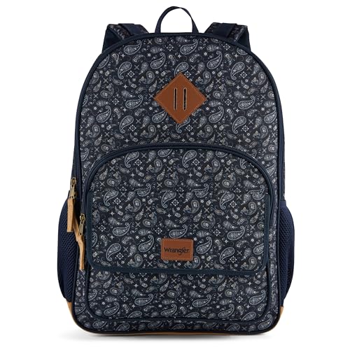 AI ACCESSORY INNOVATIONS Wrangler Bandana Backpack for Women Classic Casual Daypack for Travel with Padded Laptop Sleeve & Ani Theft Pocket Blue