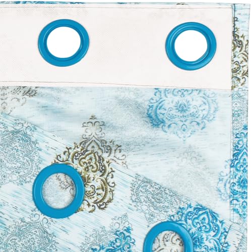 Image of Window Curtains 5 Feet Long Set of 1 | Motif Design | Polyester | Light Filtering Curtains | Curtains for Living Room | 118 x 152 cm, Mustard & Teal | Perfect for Home Decor