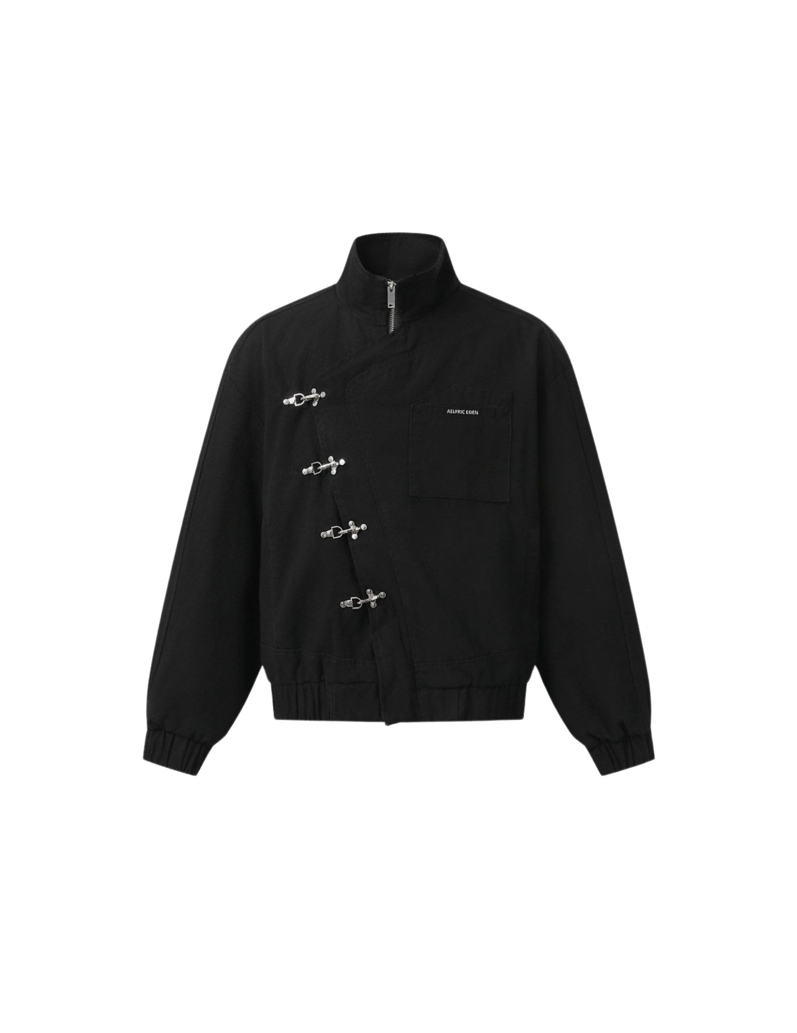 Aelfric Eden Męska damska kurtka z metalowym guzikiem, 100% bawełna, stójka, bluza w stylu vintage, streetwear, ciepłe płaszcze