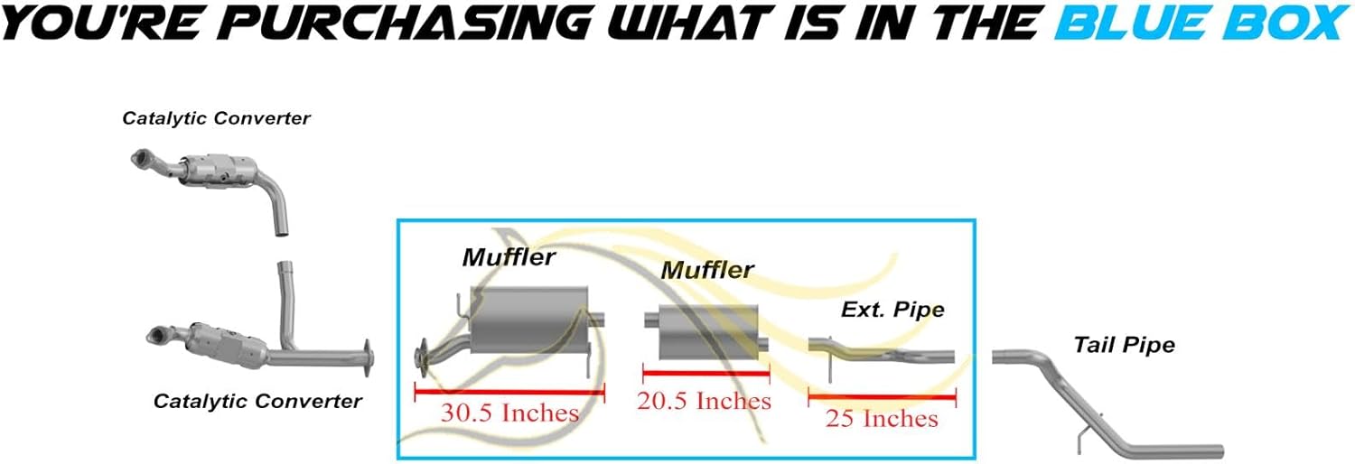 Northeastern Exhaust Front and Rear Muffler with Extension Pipe Kit Compatible for 2006-2010 Ford Explorer 4.6L, Stainless Steel, Free Gasket, Spring Bolt Kit, and Clamps Included