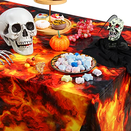 Image of Tiamon Lava Tablecloth, Fire Flame Tablecloth Decoration, 54 inch x 108 inch,3 Pcs