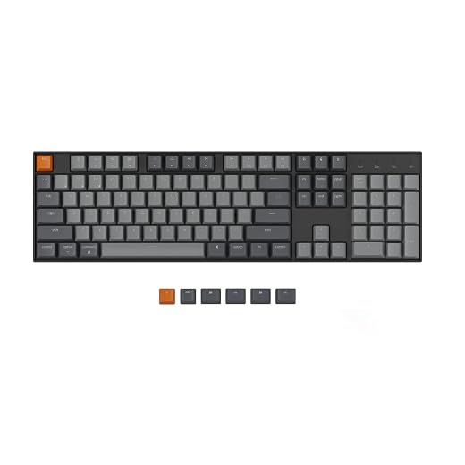 Keychron K10 Wireless Mechanical Gaming Keyboard, 104 Keys Full Size Gateron G Pro Brown Switch, White LED Backlight Rechargeable USB-C Wired Bluetooth Professional Office Keyboard for Mac/Windows