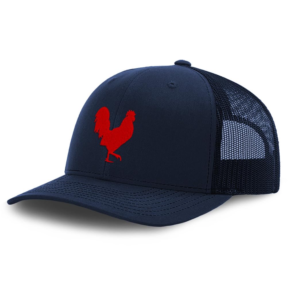 Custom Mesh Cap Hat Embroidered Red Rooster in A Poultry Embroidery Trucker Hats for Men & Women Cotton