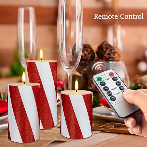 Velas de Navidad sin llama de cera real rojas con luz LED parpadeante 3D 5