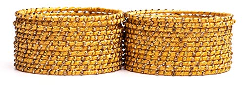 Image of Swara Creations Metal bangles /kada Set wrapped in Silk Thread & golden dots for Women & Girls (24 Pcs)
