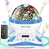 Moredig Baby Projector with Timer and Remote Built-in 12 Light Songs 360 Degree Rotating 8 Colorful Lights, Romantic Night Lighting Lamp for Birthday, Parties, Bedroom (Blue White)