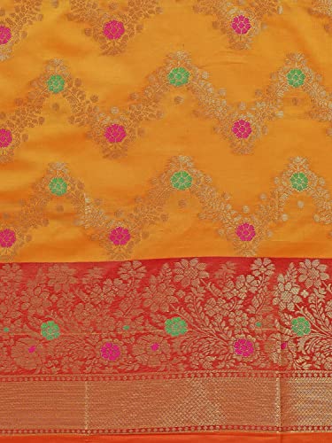 Image of EthnicJunction Women's Woven Embellished work Banarasi Silk Blend Saree with Blouse Piece