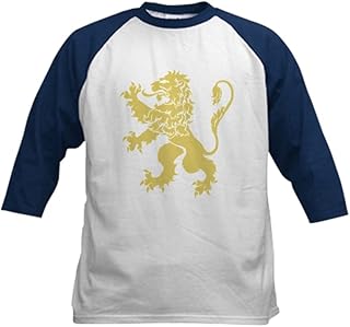 CafePress Gold Rampant Lion Kids Baseball Jersey Kids Cotton Baseball Jersey, 3/4 Raglan Sleeve Shirt