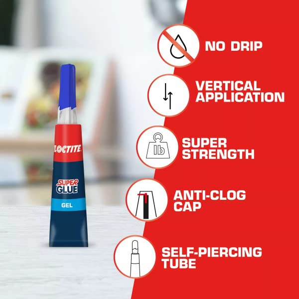 Loctite Super Glue Gel Tube, Clear Superglue for Plastic, Wood, Metal, Crafts, & Repair, Cyanoacrylate Adhesive Instant Glue, Quick Dry - 0.07 fl oz Bottle, Pack of 12
