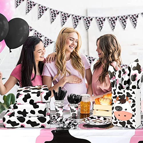 100 Sheets 20 X 14 Inch Cow Print Tissue Paper For Gift Bags, Pink White Black Cow Paws Gift Wrap Tissue Paper For Birthday, Baby Shower, Cow Theme Party Diy Craft #TOP7