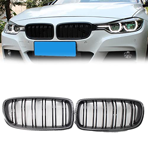 Calandre double branche noir brillant en carbone pour BMW Série 3 F30 F31 2012-2018