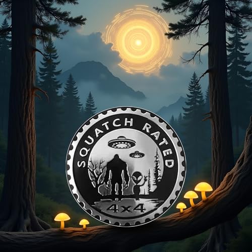 Image of Squatch Aliens Badge Rated Cars Emblem, 4 x 4 Metal Automotive Bigfoot Badge 3D Metal Car Badges Emblems Round Emblem Decals Car Badge Decals Stickers for Jeep Wrangler Vehicles SUV Trucks