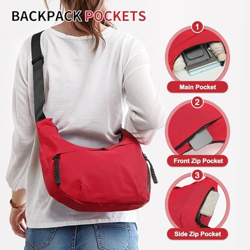 Arch Moon Crossbody Bag for Women, Nylon Curved Purse, Lightweight Dumpling Shoulder Sling Bag for Travel Casual4