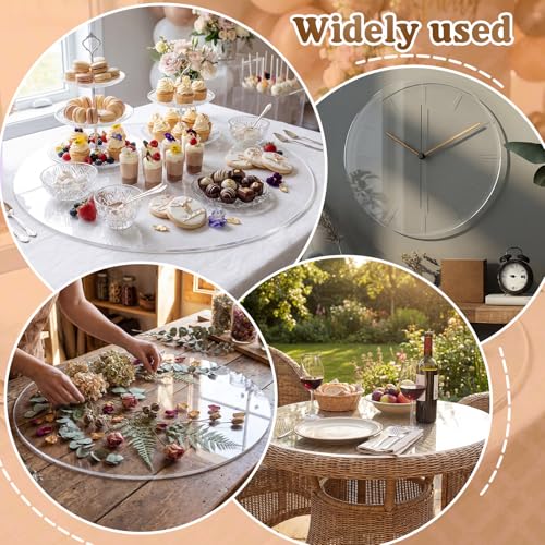 Image of Gisafai 2 Pcs 30 Inch Large Clear Acrylic Round Disc, 1 /8 Inch Thick Glass Circle Sheets with Protective Film, Transparent Acrylic Panels for DIY Projects, Crafts, Cake Displays and Tabletop