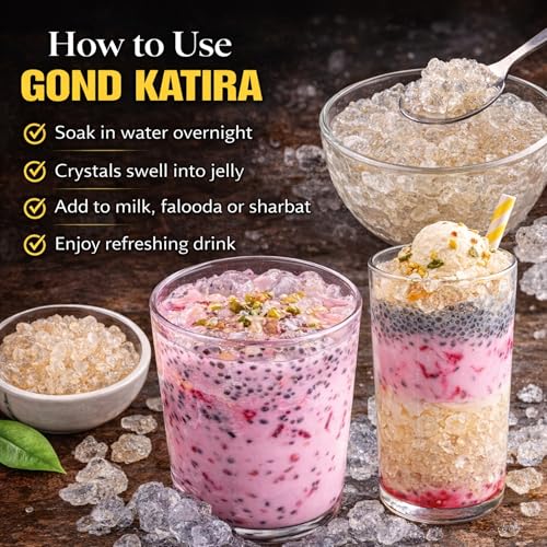 Image of Dry Goods Co Gond Katira (Tragacanth Gum) 200g | Premium Edible Gond | Natural Cooling Resin | Summer Drink Ingredient | Soaked Crystal Gond | No Chemicals | Lab Tested