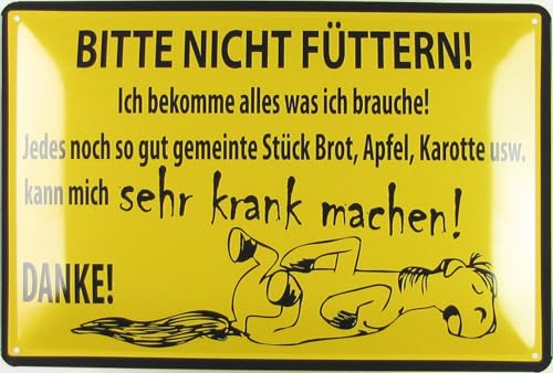 Blechschild 20 x 30 cm, gewölbt, Bitte nicht füttern, Pferd, Warnschild, Hinweis, dekoratives Geschenkschild