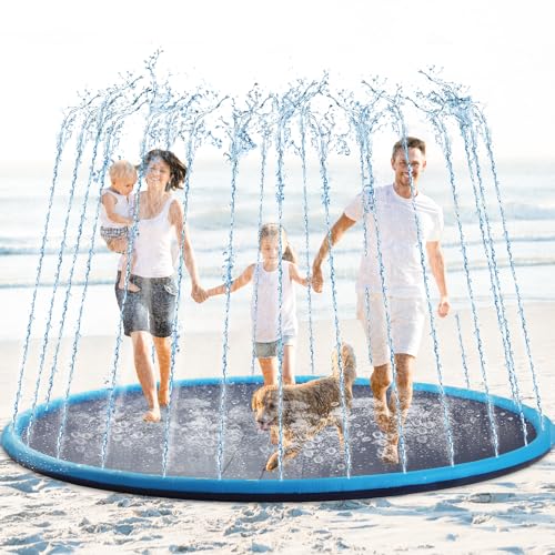 Lewtemi 8 ft Giant Nonslip Splash Pad 96 for Adult Kids and Dog, Thicken Sprinkler Pool Summer...