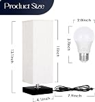Beside Table Lamp-Bedroom 3-Way Dimmable Solid Wood Lamps with Modern Fabric Shade Reading Nightstand Lamps for Living Room, Kids Room, College Dorm, Office (LED Bulb Included)