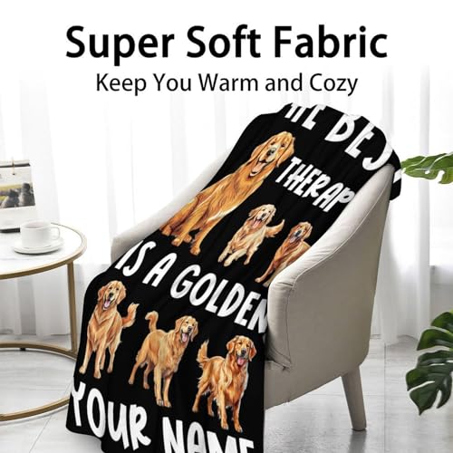Custom Golden Retriever Blanket for Women, Men - 60x80 Inches Twin Size - Soft Fluffy Cozy Blankets Gift - Black Funny Blanket for Bed, Sofa, Winter