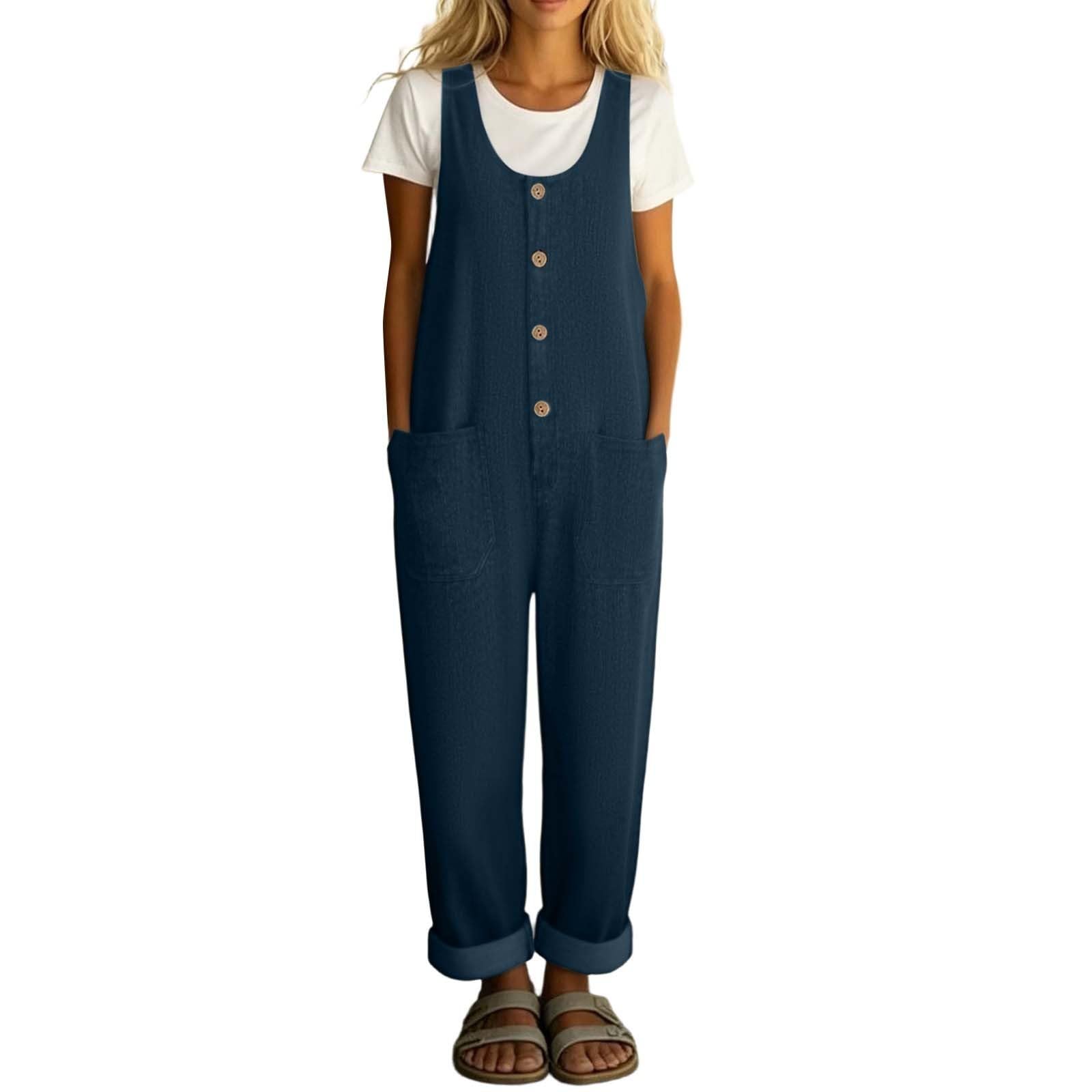 Mono sin Mangas para Mujer con diseño de Pierna Ancha y cinturón para un Estilo Vaquero Moderno.