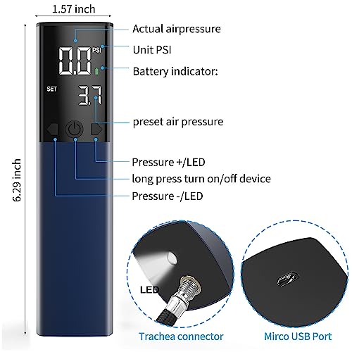 Image of Pumteck Electric Ball Pump, Smart Air Pump Portable Fast Ball Inflation with Precise Pressure Gauge and Digital LCD Display for Football Basketball Volleyball Football