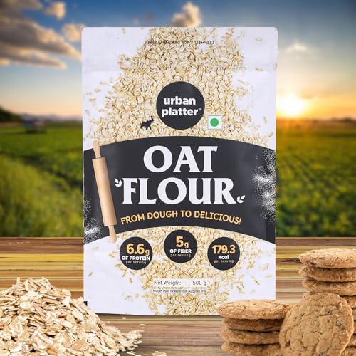 Image of Urban Platter Oats Flour, 500g (Gluten-Free | Fiber-Rich | Ideal for Baking, Pancakes & Smoothies | Made from 100% Whole Oats)