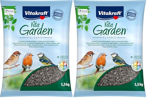 VITAKRAFT - Vita Garden - Alimentation Complète pour Oiseaux Extérieurs - Graines de Tournesol Strié - Format 1,5kg (Lot de 2)