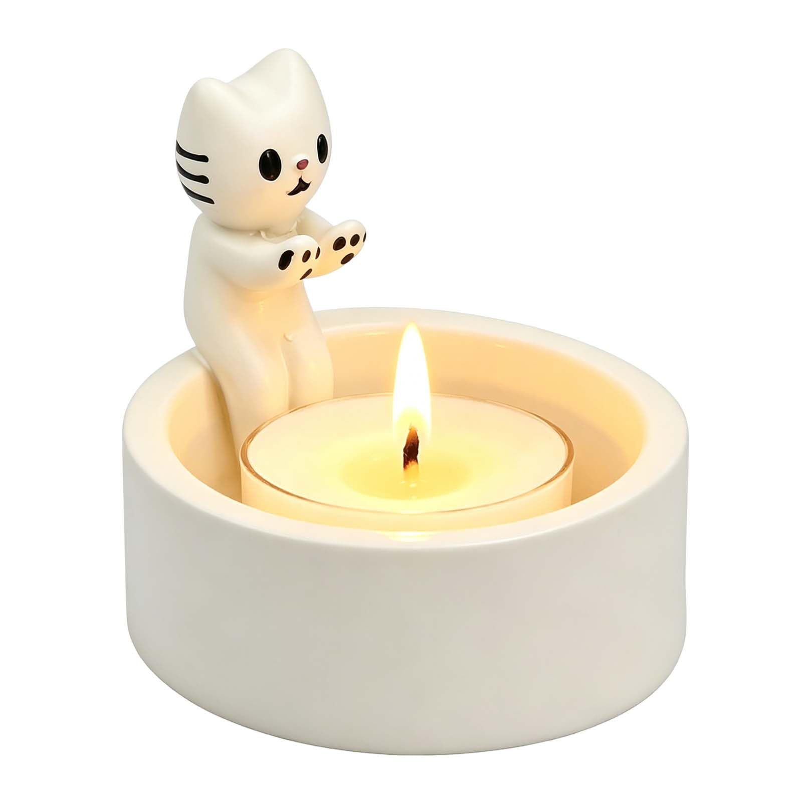 Merzio Colorful Cute Cat Candle Holder - Warming Paws Kitten Tealight Holders, Decorative Tea Light Candle Holders For Home Decor, Birthday Gifts