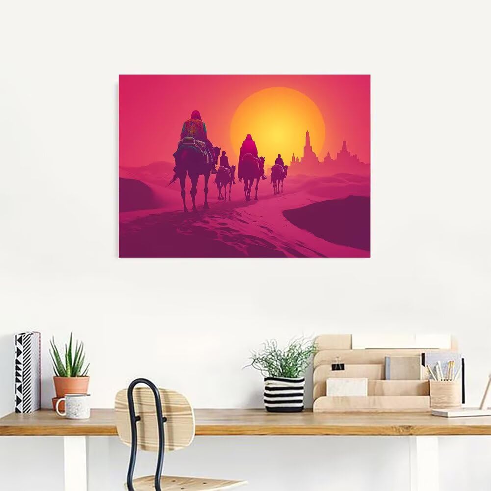 Diamond Painting Adulti Deserto Diamond Painting Kit 120x90cm O-L9591 | Kit Diamond Painting DIY Full Drill Round Diamantiny Painting Strass Schemi Punto Croce, Decorazione per Casa