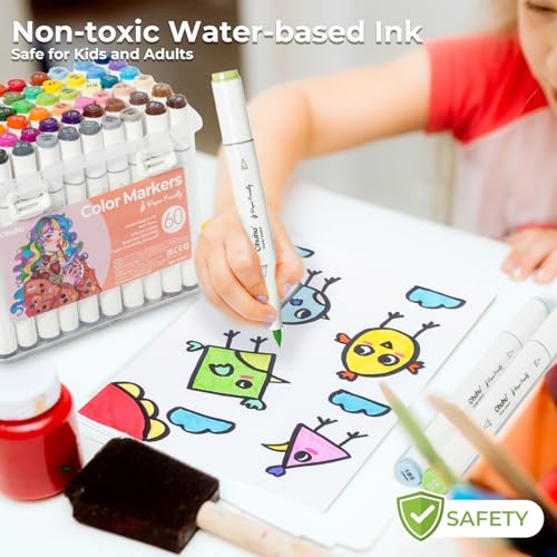 Image of Ohuhu Markers Paper-friendly Water-based 120 Colors Dual Brush Fine Tips