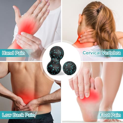 Gemtte Faszienball und Duoball, 2 Stück Massageball Set, Klein Faszienball Nacken für Wirbelsäule Fuß Nacken und Rücken (Blau)