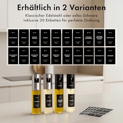 EDELHAUS Ölsprüher Edelstahl & Glas, Öl-Sprühflasche für Speiseöl & Essig – Ansicht 6