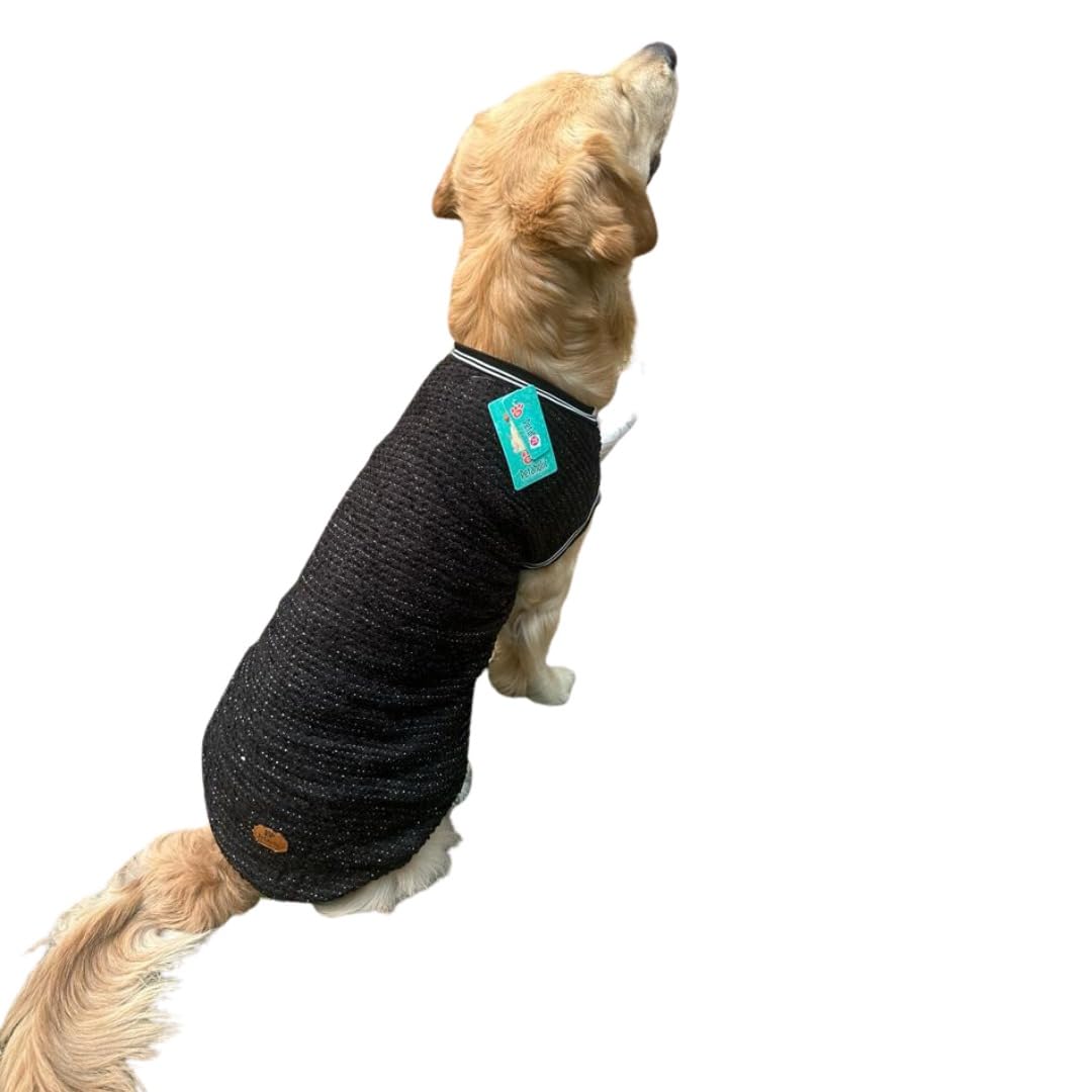 Waggytails Dog Sweater- Fleece Winter Sweater- Cold Weather Protection - Wind Proof - Soft and Warm Thick Padded Dog Winter Sweaters - Stretchable Sweaters for Dog -Black - Size-16 (B0CN4K5X7B) Amazon Price History, Amazon Price Tracker