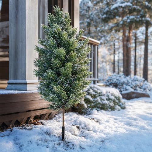 2.2ft Artificial Cedar Topiary Trees Artificial Outdoor UV Resistant Potted - image 6