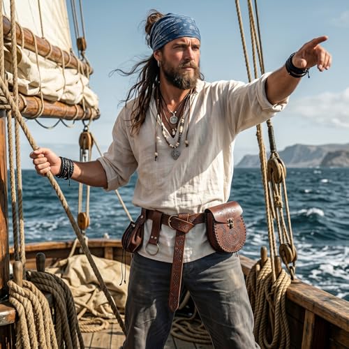 Sac banane viking marron pour ranger vos objets en cosplay pirate médiéval sans sac moderne