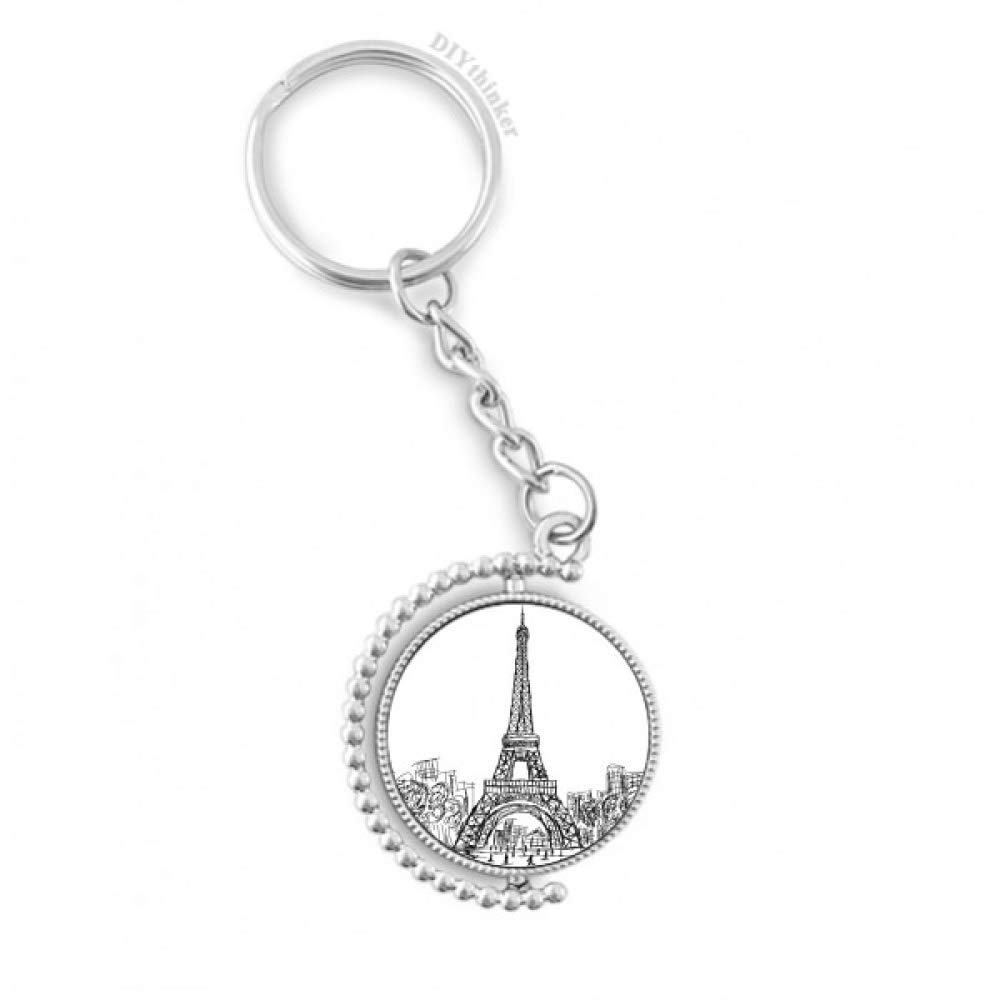 Torre Eiffel rotativo titular de la clave con cadena de metal 4
