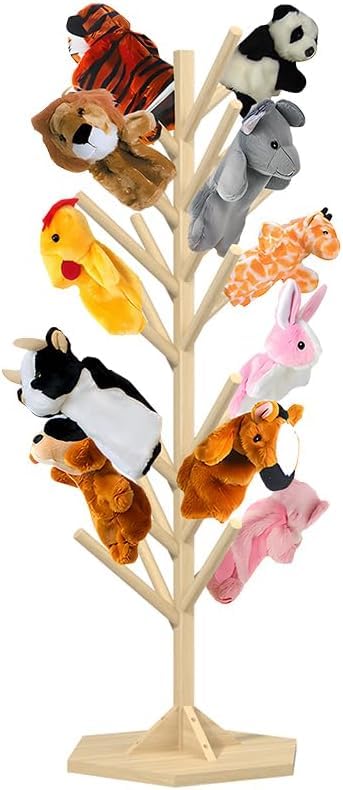 Puppet Storage Racks Wooden Puppet Holder FINGERINSPIRE Wooden Puppet Stand - Holds 8 ...