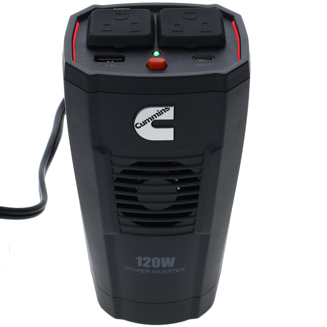 Cummins CMN120C 120 Watt Cupholder Inverter with Dual AC Outlets DC to AC Car Inverter 12v to 110v