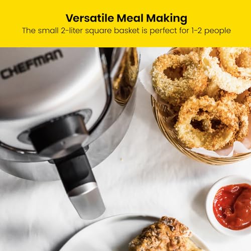 CHEFMAN Small, Compact Air Fryer Healthy Cooking, 2 Qt, Nonstick, User Friendly and Adjustable Temperature Control w/ 60 Minute Timer & Auto Shutoff, Dishwasher Safe Basket, BPA - Free, Black by Chefman - Image 3