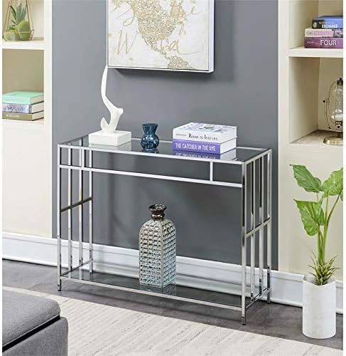 ANASIA HANDICRAFTS Console Table in Mirrored Glass and Chrome Frame
