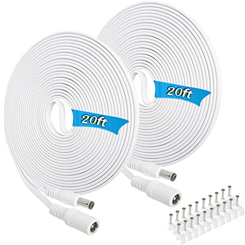 Black Friday - 80% OFF 2 Pack 20FT DC Power Extension Cord,2.1mm x 5.5mm 12v DC Power Supply Adapter CCTV Security Camera Surveillance Indoor IP Camera Dvr Standalone LED Strip,Car,12 Volt Male to Female Plug Cable