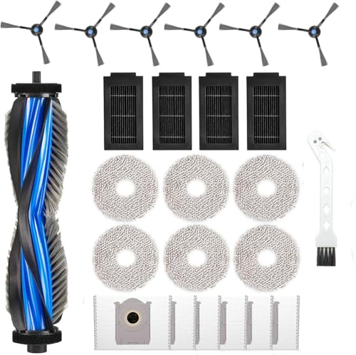 KIOMOKI エコバックス消耗品 T50 OMNI/T50 PRO OMNI交換用 ロボット掃除機消耗品 エコバックス交換部品 交換部品 メインブラシ×1本、紙パック 6枚、モップパッド6枚、サイドブラシ6個、フィルター4個、清潔ブラシ * 1個