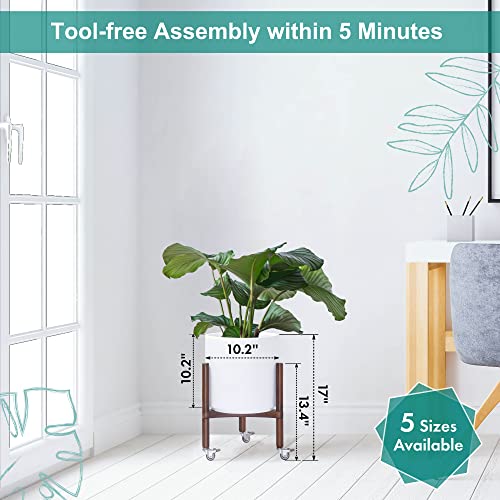 Phoenix Vine 10 Inch White Indoor Modern Planter With Drainage And Saucer, Clay Plant Pot (Stand Included), 61-A-2 #TOP1