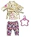 Zapf Creation 830802 BABY born Happy Birthday Mantel- goldener Puppenmantel für 43 cm Puppen mit bunter Hose im Cosmic-Comic-Print, inkl. 1 Kleiderbügel