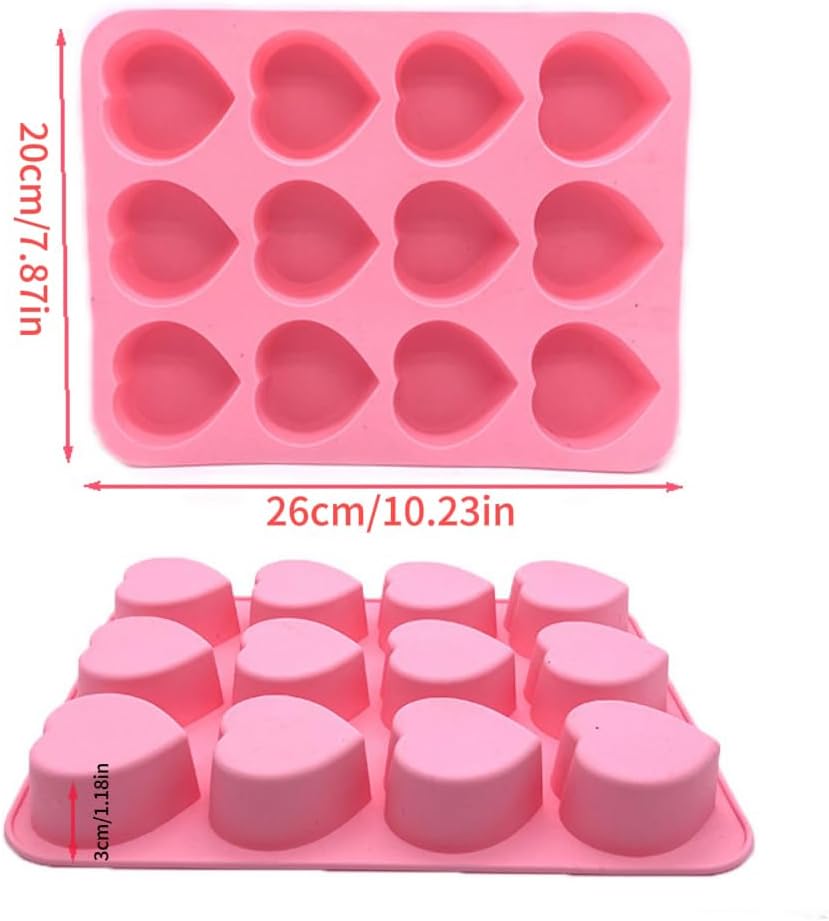 3Pcs Heart Molds Silicone Non Stick Baking Molds for Chocolate Cake Candy Soap DIY Heart Shape Silicone Molds ideal for Home Baking