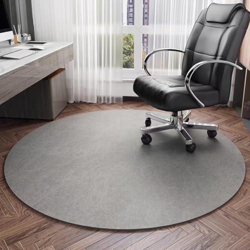 Tappetino rotondo per sedia da ufficio, in legno duro e moquette, antiscivolo, 160 cm, multiuso, protezione per il pavimento, per casa e ufficio (grigio), resistente tappetino per sedia a rotelle