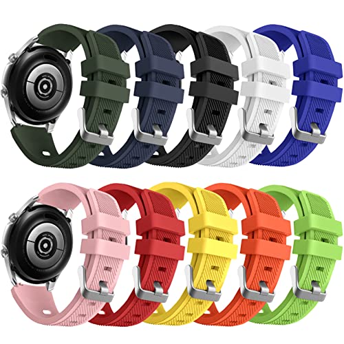 NAHAI 10 Packs Sport Bands Compatible with Samsung Galaxy Watch 3 45mm / Gear S3 Classic/Frontier/Galaxy Watch 46mm for Men Women, 22mm Watch Band Silicone Replacement Strap for Garmin Vivoactive 4