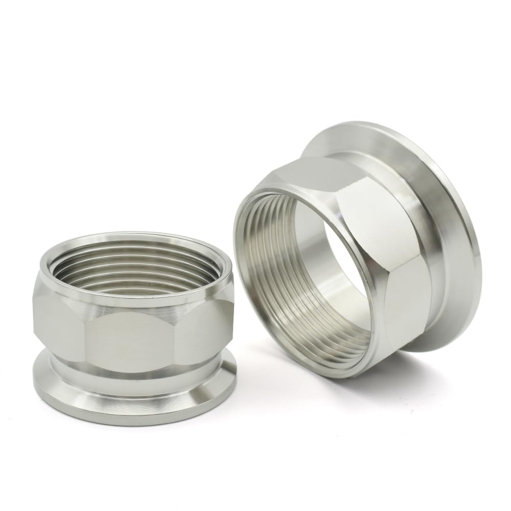 1PC 2" DN50 BSPT 304 Stainless Steel Internal Thread Hexagonal 64mm Tube Fittings Three Clip Brass Hose