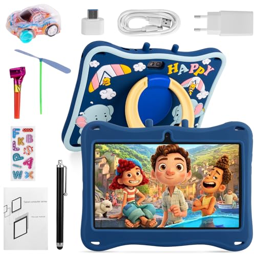 Tablet Infantil 7 Polegadas, Azul, 2G + 32G, Tela HD, Adequado para Aprender e Se Divertir em Casa e em Viagem